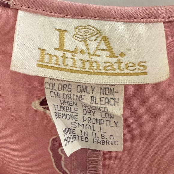 Vintage L.A. Intimates Pink Floral Spaghetti Strap Night Gown Dress Size Small - Picture 5 of 9